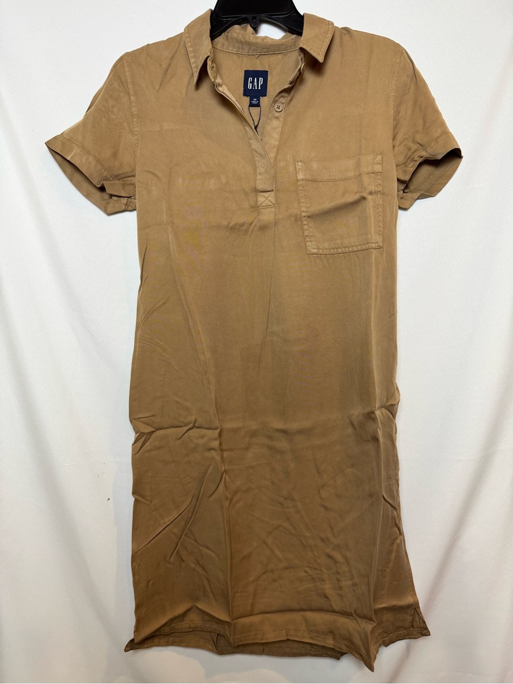 GAP Women’s Tan Short-Sleeve Midi Polo Dress